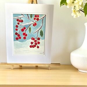 Hand-Made New Watercolor Art Winter Berries